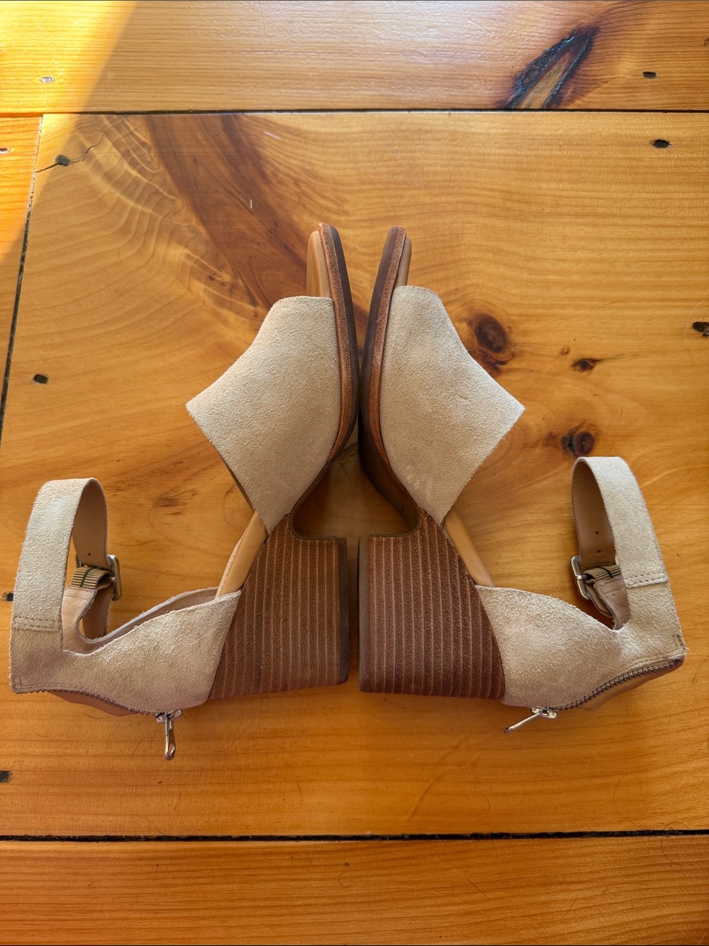 Kork Ease Neutral Suede Block Heel Sandals with Ankle Strap - Picture 5 of 5